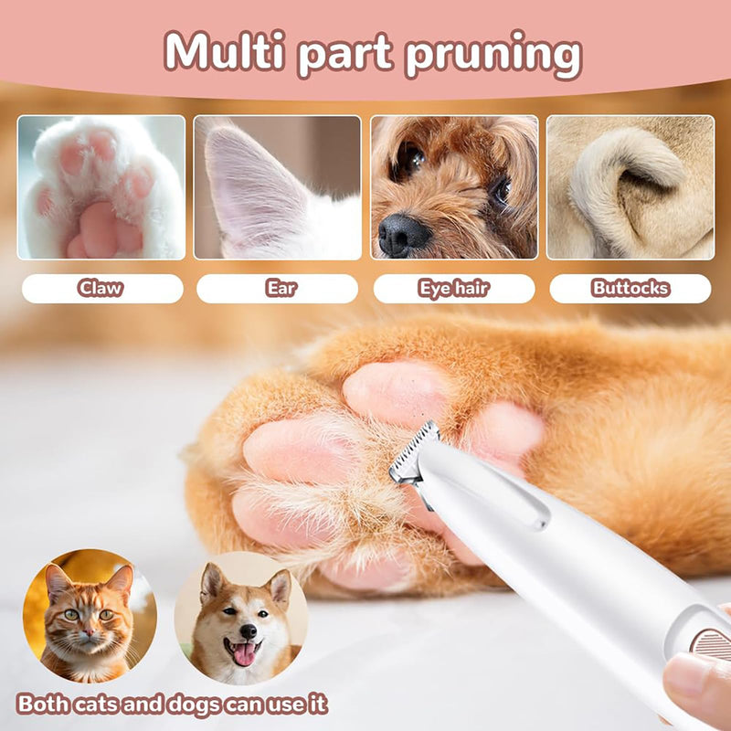 Dog clipper quiet, dog hair clipper, paw trimmer with LED light, waterproof paw razor, USB rechargeable dog clipper, professional claw grinder - BeesActive Australia