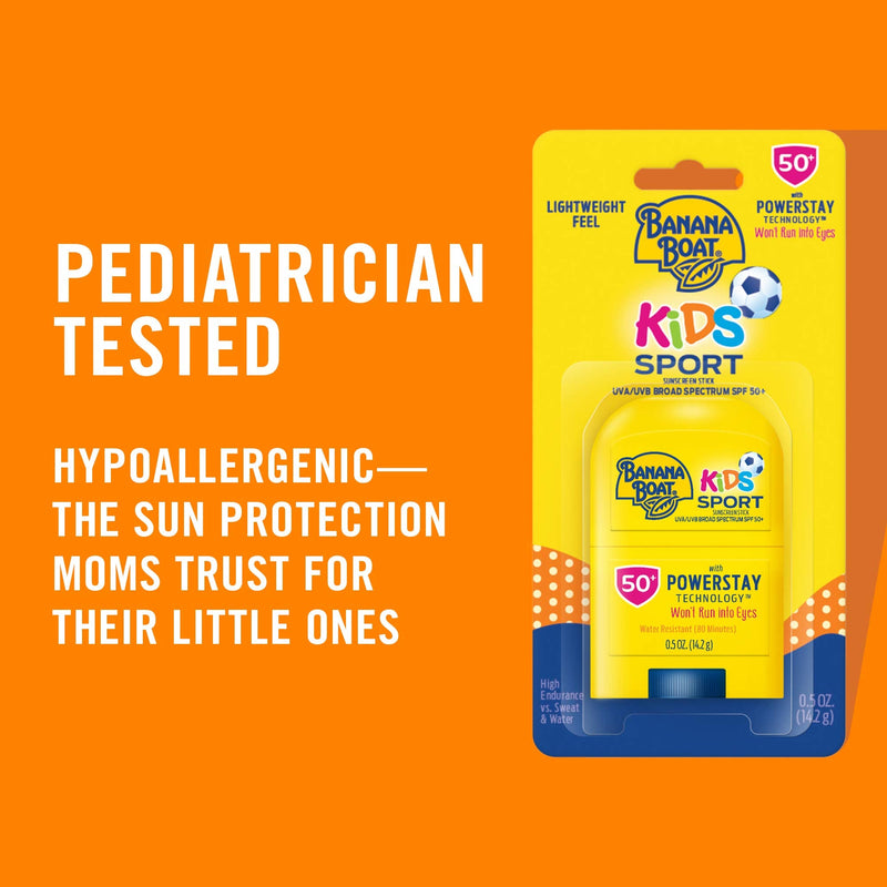 Banana Boat Kids Sport Sunscreen Stick SPF 50, 0.5oz | Travel Size Sunscreen, Kids Sunscreen, Kids Sunblock, Oxybenzone Free Sunscreen for Kids, Travel Sunscreen, Mini Sunscreen SPF 50, 0.5oz 0.5 Ounce (Pack of 1) - BeesActive Australia