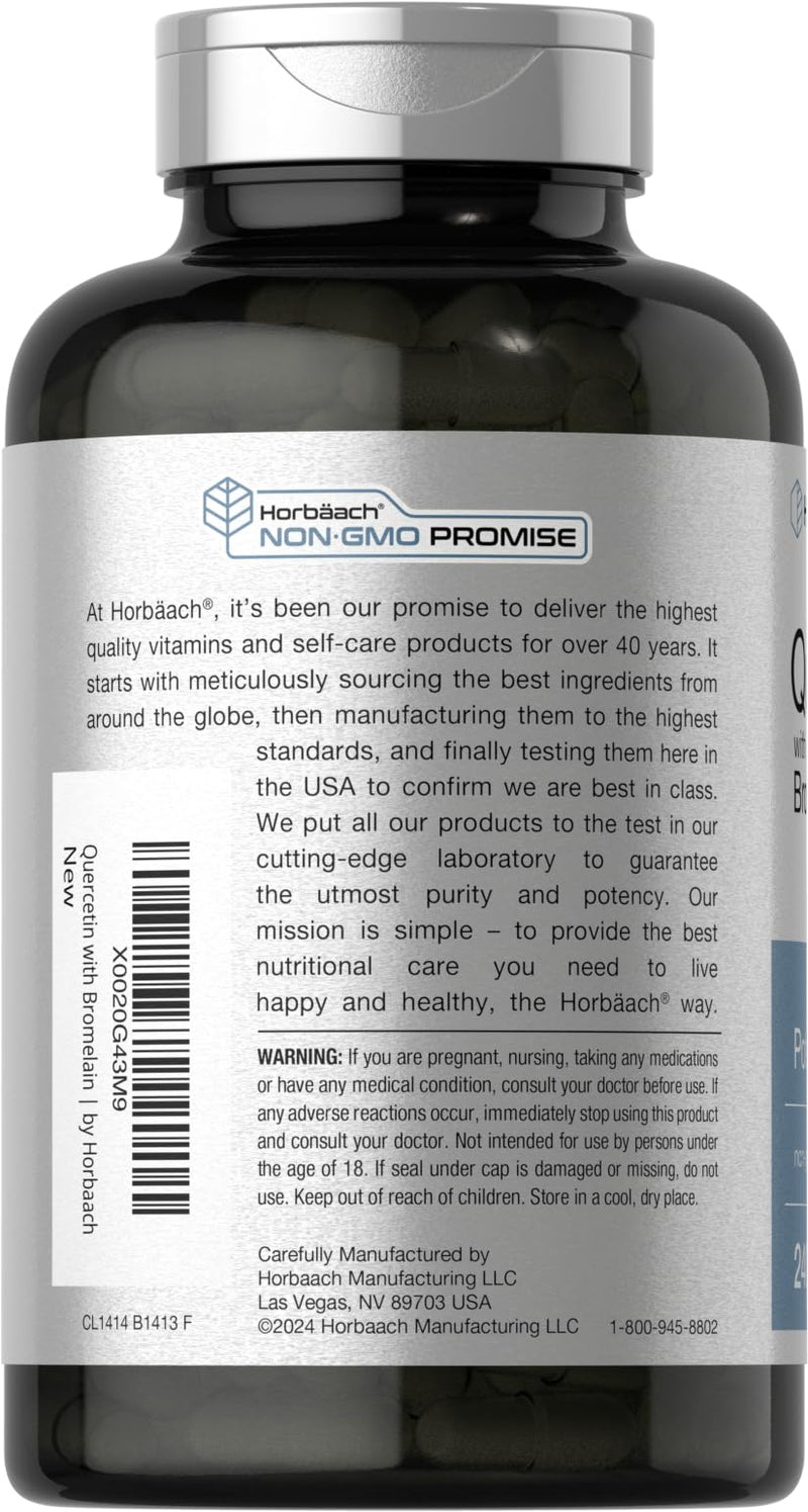 Horbäach Quercetin with Bromelain Supplement | 240 Capsules | Non-GMO and Gluten Free