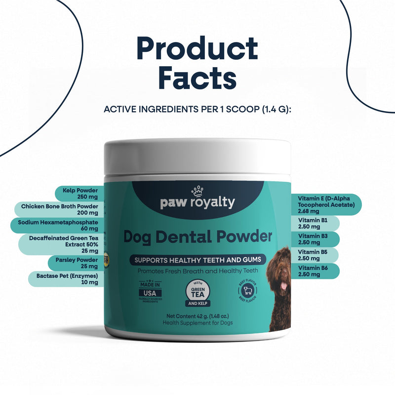 Dog Dental Powder | Tartar Control, Bamboo Extract & Green Tea for Clean Teeth, Healthy Gums & Periodontal Support | Daily Dental Care for Dogs | 90 Servings