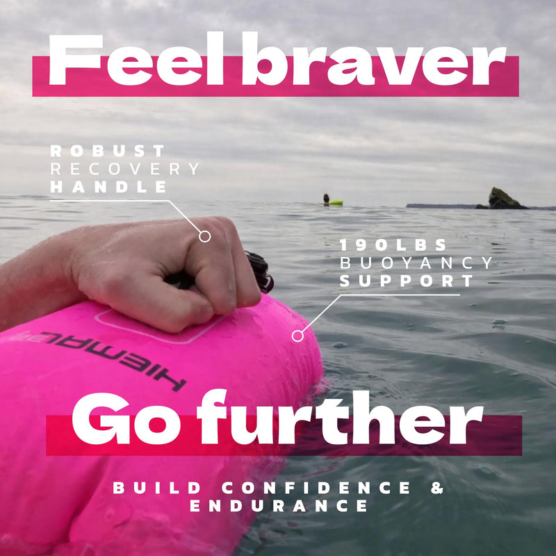 Swim Buoy for Open Water with Dry Bag 15L - Fully Waterproof Swim Bubble - Be Safe with Higher Visibility, Toughened Nylon and Rest Handle Swimming Buoy - Open Water Buoy for All Season Swimmers Pink - BeesActive Australia