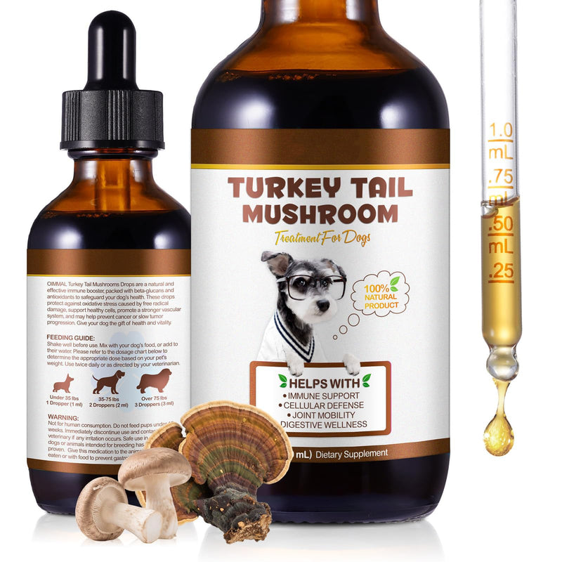 Turkey Tail Mushroom for Dogs, Dogs Turkey Tail Mushroom Liquid Supplement for Immune & Digestive, Joint Energy Support, 5X Mushrooms with Probiotic & Turmeric | 100% Natural, Alcohol-Free, 60ml 60 ml (Pack of 1)