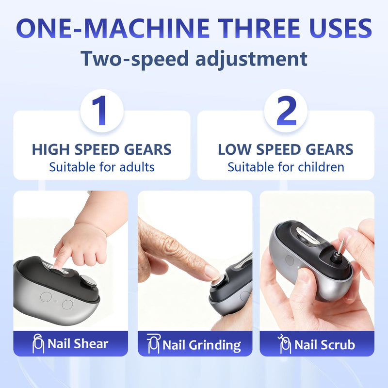 2026 Upgraded 3-in-1 Electric Nail Clippers for Seniors with LED Light, 2-Speed Automatic Nail Trimmer, Cutter for Seniors Adults Kids - BeesActive Australia