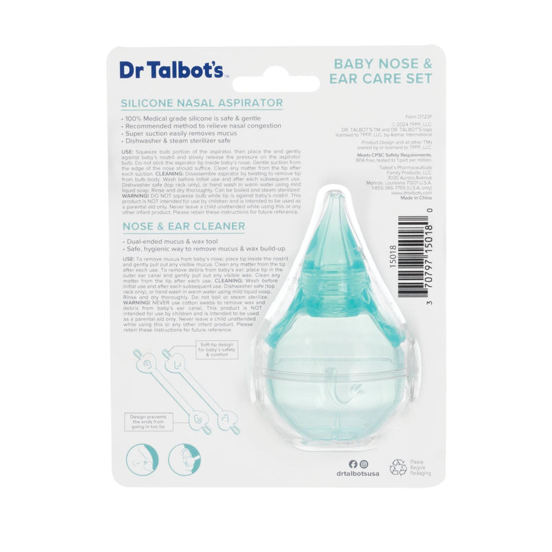 Dr. Talbot's Baby Nose and Ear Care Set - Nasal Aspirator and Nose and Ear Cleaner Tools for Babies - Baby Registry Essentials Nasal Aspirator + Ear & Nose Tools Set