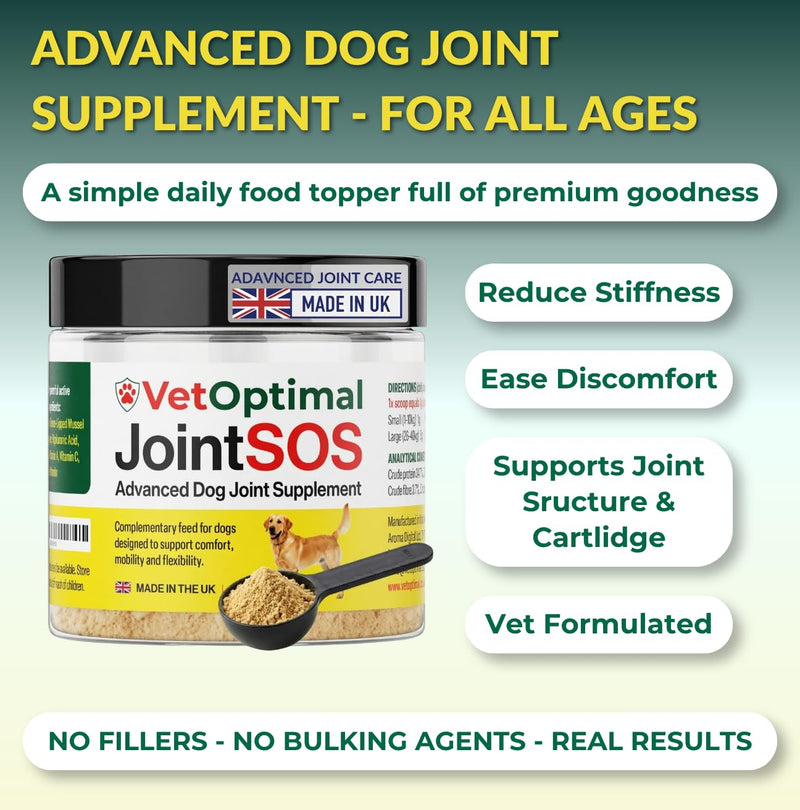 JointSOS Hip and Joint Supplement for Dogs – Advanced Mobility Support for All Breeds – Collagen, Green Lipped Mussel, Glucosamine, Hyaluronic Acid – Cartilage & Flexibility Formula