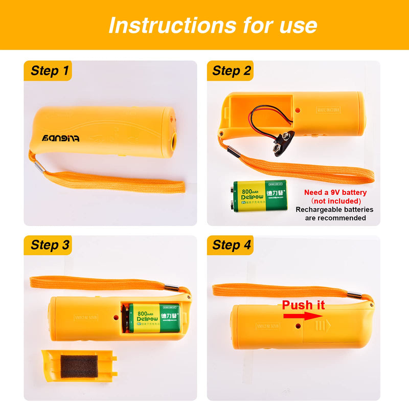 Frienda LED Ultrasonic Dog Trainer Device 3 in 1 Stop Barking Stop Bark Handheld Dog Training Device (Yellow) - BeesActive Australia