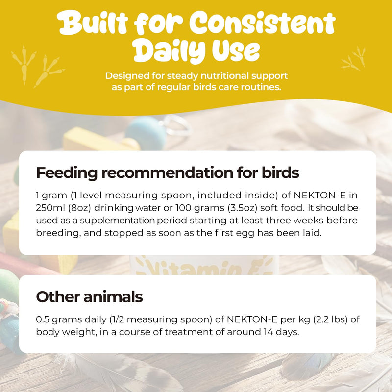 Vitamin E Supplement for Birds – Powder Vitamin E Supports Feather Condition & Cellular Function, Daily Nutrition Support