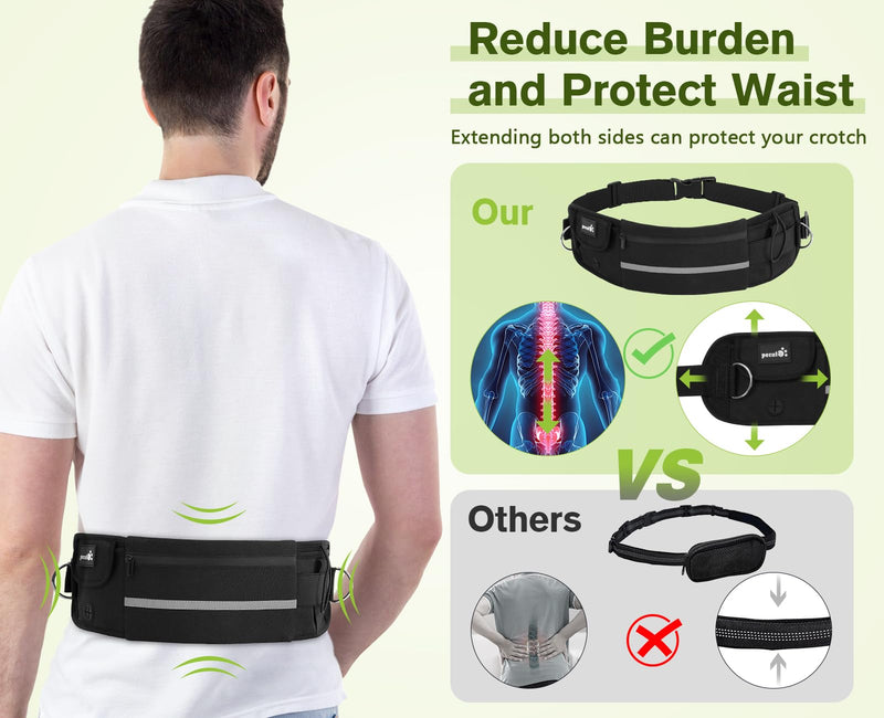 Pecute Hands Free Dog Leash 2 Dogs, Waist Belt Fanny Pack with Soft Padded, Dual Dog Leash with Pouch, 3 Padded Handles, Durable Bungee, Black Waist Dog Leash for Running Walking Hiking Jogging Biking Black-new - BeesActive Australia