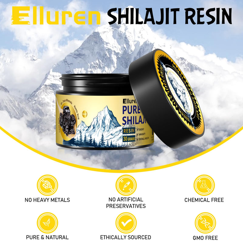 Shilajit Pure Himalayan Organic Maximum Potency Shilajit Resin Authentic Gold Grade Rich in 85+ Trace Minerals with Fulvic Acid Shilajit Supplement for Energy&Immune Support,30 Grams（1 Pack） 1 Fl Oz (Pack of 1) - BeesActive Australia