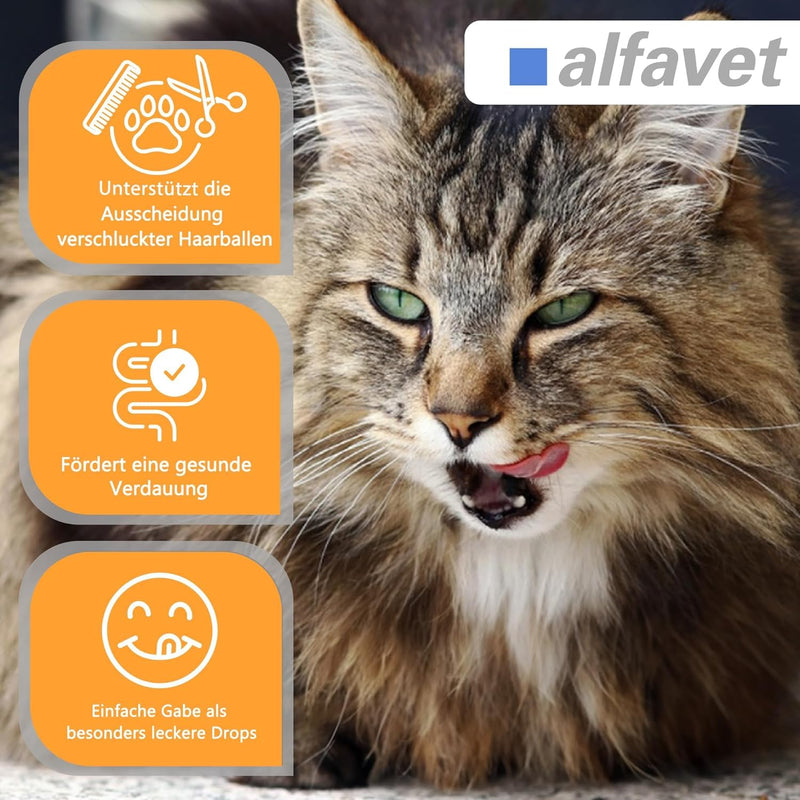 alfavet FeliGum Hairball Chew Drops for Cats (40 g) – Hairball Support Supplement with Chicken Flavour – Digestive Support Treats for Hair Passage