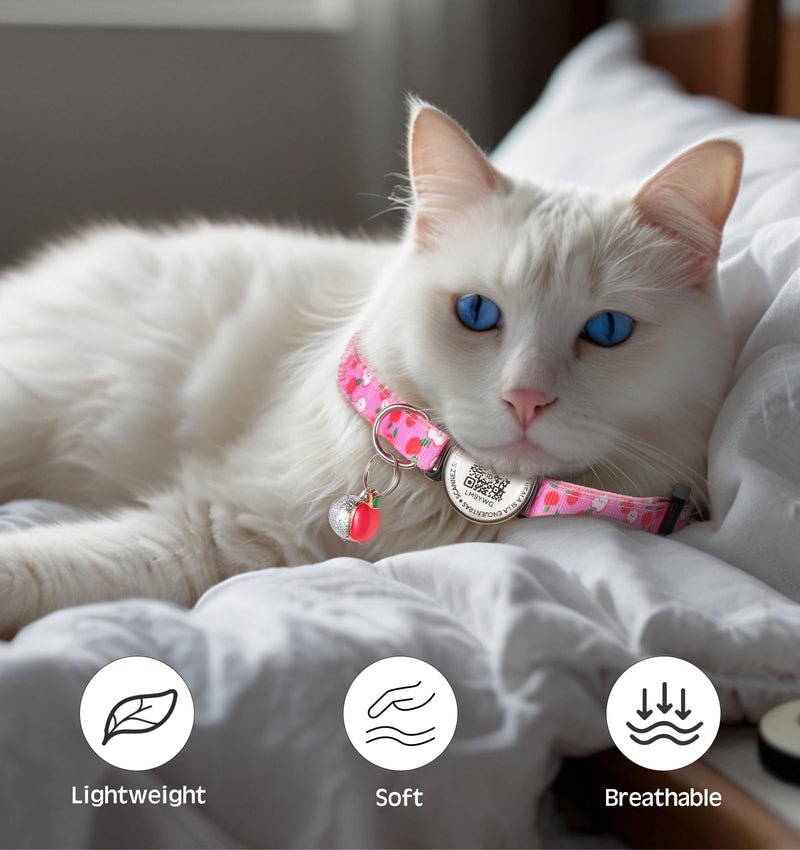 Cat Collar with QR Code, Adjustable Cat ID Collar with ID Tag, Reflective Cat Collar with Bell, Fits Small to Large Cats - BeesActive Australia