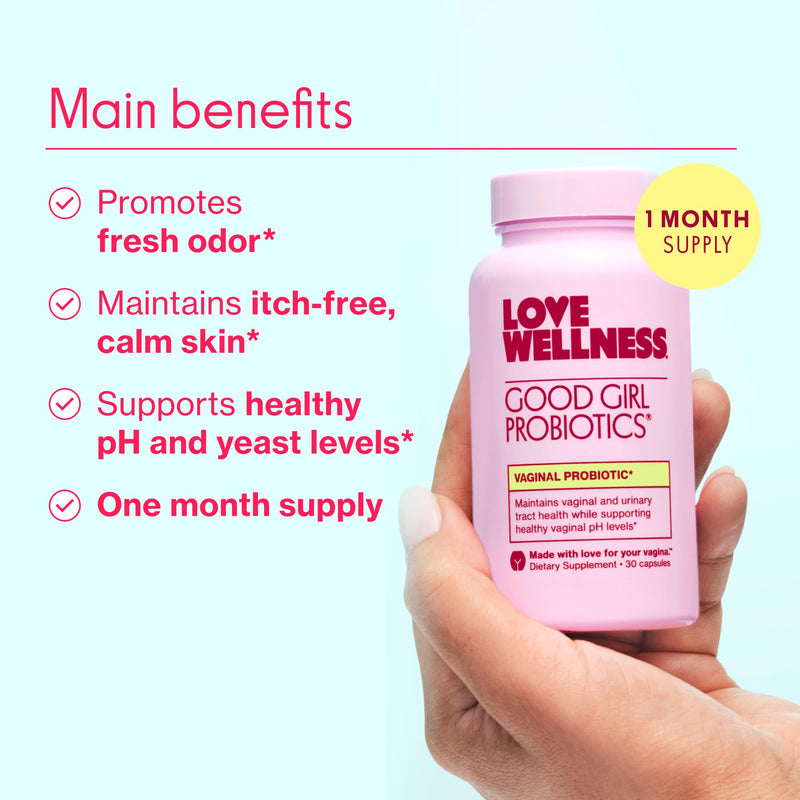 Love Wellness Good Girl Probiotics | Women‚Äôs Vaginal Health & pH Balance Supplement | 9-Strain Probiotic for Urinary Tract, Yeast, Odor & Immune Support | Gluten-Free | 30 CT, 30-Day Supply Good Girl Probiotics (30 Day Supply)