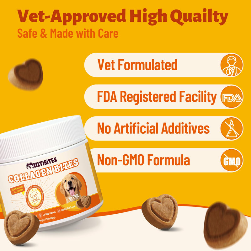 330 Bites Collagen Chews for Dogs - with Hydrolyzed Collagen, Glucosamine,Vitamin C & Hyaluronic Acid for Dogs - Joint Supplement, Skin&Coat Health - Dog Vitamins and Supplements - 7.76 oz