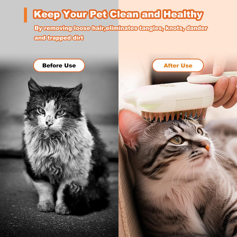 Cat Steam Brush, 3 in 1 Multifunctional Silicone Steam Brush for Dogs, Cat Brush with Steam, Advance Mist Technology for Shedding and Cleaning, Steam Brush for Cats and All Pet (Beige) Beige - BeesActive Australia