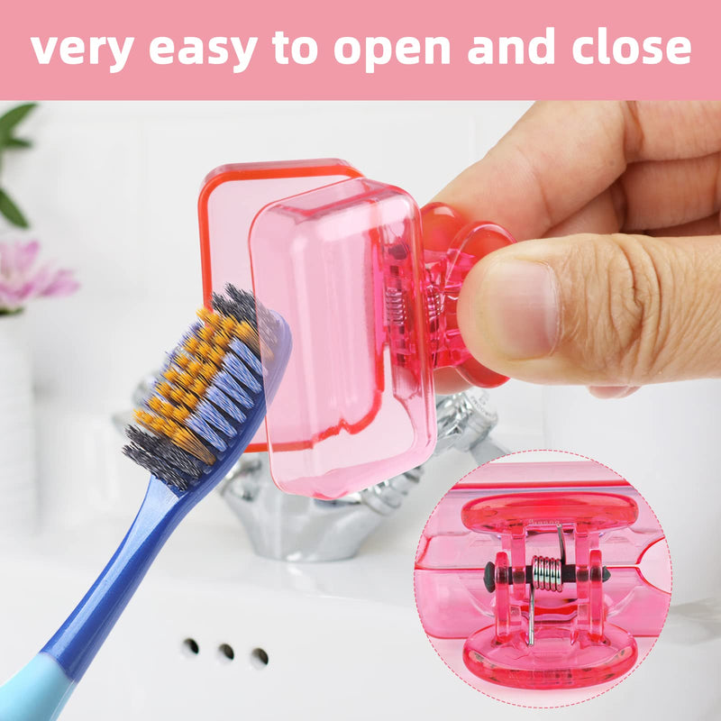 4 Pack Travel Toothbrush Head Covers Toothbrush Protector Cap Brush Pod Case Protective Portable Plastic Clip for Household Travel, Bathroom, Business, Camping, School (Clear, Orange, Purple, Pink) Clear, Orange, Purple, Pink - BeesActive Australia