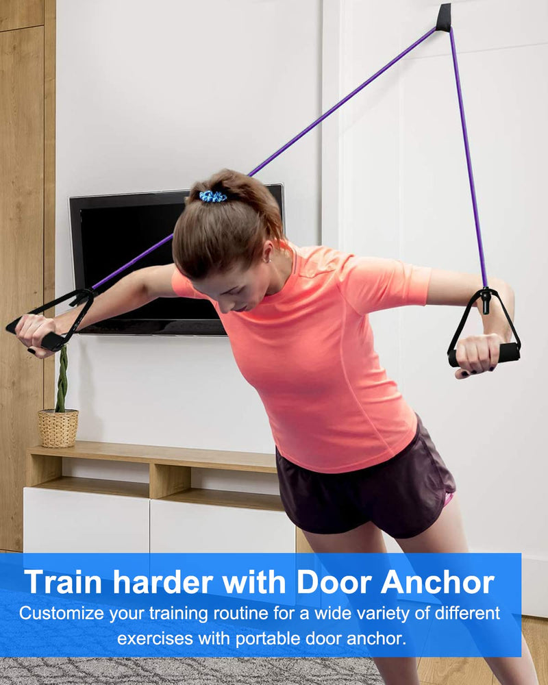 Resistance Exercise Band with Handles, Workout Band Weight Band for Physical Therapy,Strength Training Home Gym Fitness,with Door Anchor & Storage Bag. (Pink,Purple,Gray)