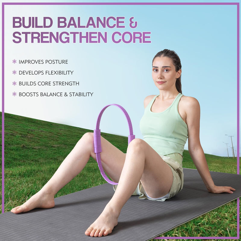 Pilates Ring Circle, 13.5" Magic Circle Ring for Women, Flexible Resistance Exercise Equipment for Toning Thighs, Legs, Arms & Core Purple