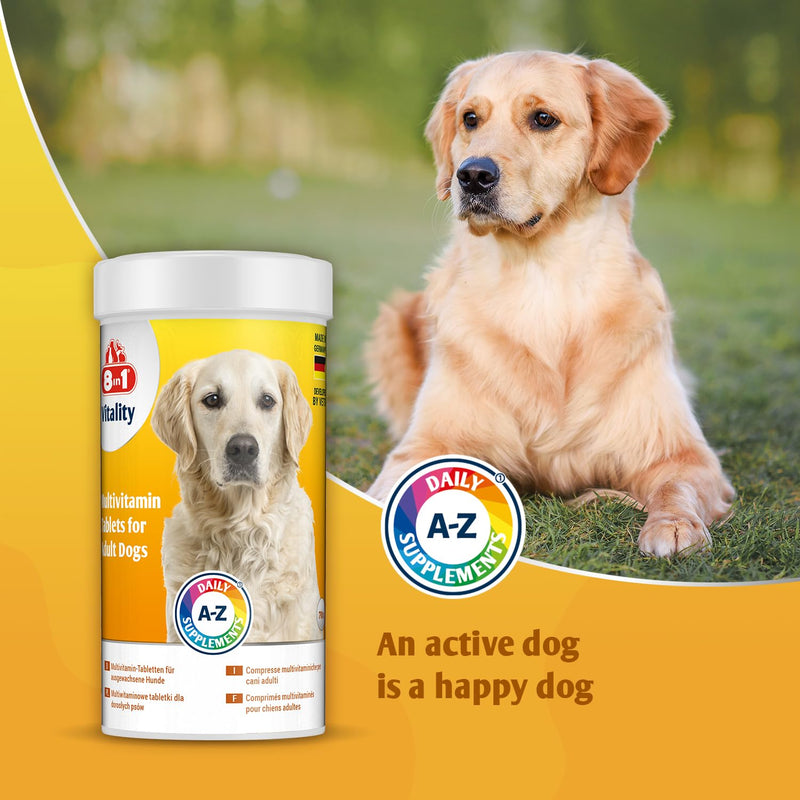 Dog Multivitamins Nutritional Supplement - 9 multivitamins and 5 micronutrients - 70 tablets - for active lifestyle and immunity