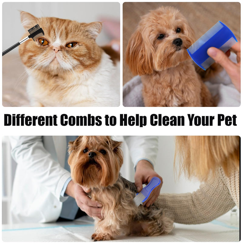 Molain 5 Pack Tick Flea Comb, Stainless Steel Dog Cat Grooming Combs with Rounded Teeth, Flea Brush for Cats Lice combs, Thick Hair Pet Tear Stain Comb, Fine Tooth Comb Dematting Tool for Dog Cat 5-Pack - BeesActive Australia