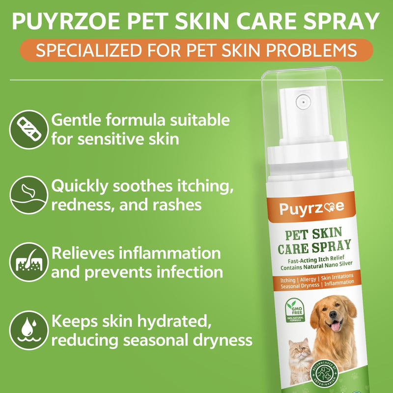 puyrzoe Pet Itch Relief Hot Spot Spray & Pet Anal Gland Spray, Anti Itch and Allergy Relief & Fast Relief for Anal Glands Soothes Itching