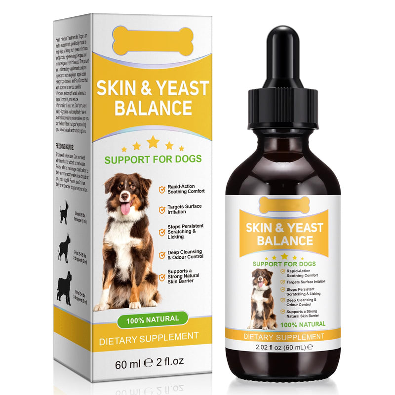 Yeast Balance Support for dogs, Advanced Dog Itchy Skin Care & Ear Cleanser – Natural Support During Seasonal Changes – Fast-Acting Soothing Care for Sensitive Skin - 60ml