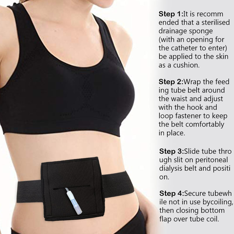 Breathable Feeding Tube Belt, Concealment and Comfortable Gastrostomy G Tube Accessories, Peritoneal Dialysis Belt with Mesh Sponge Pad Black Pd Belts Dialysis for Men Women Adults (L) L - BeesActive Australia