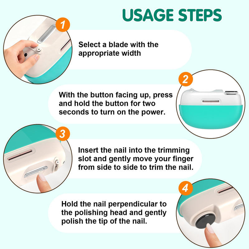 Electric Nail Clipper,2026 Upgraded Adjustable 0.8-1.4mm Blade Opening for Thick&Thin Nail,Electric Automatic Nail Clipper & Trimmer for Seniors & Adults,Baby with LED Light Nail Scraps Storage Green - BeesActive Australia