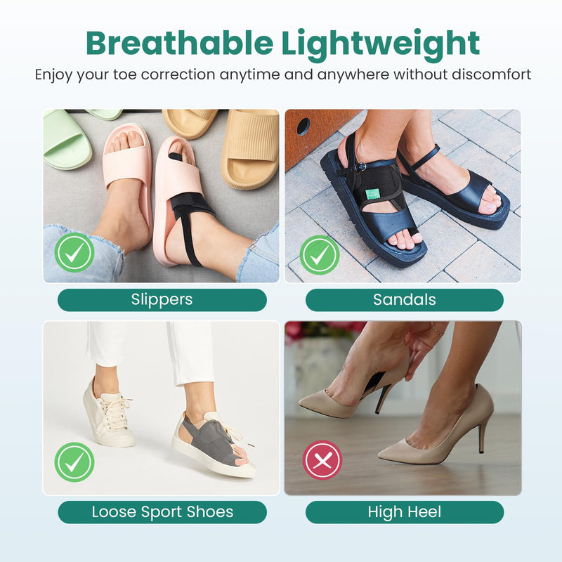 Welnove Bunion Corrector Women Men - 2Pcs Big Toe Straightener, Non-Slip Strap Bunion Splints for Day Night Support - Comfortable Bunion Pads for Pain Relief