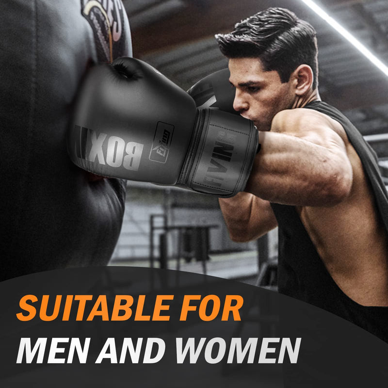 FIVING Boxing Gloves for Men and Women Suitable for Boxing Kickboxing Mixed Martial Arts Muay Thai MMA Heavy Bag Training Black 10oz