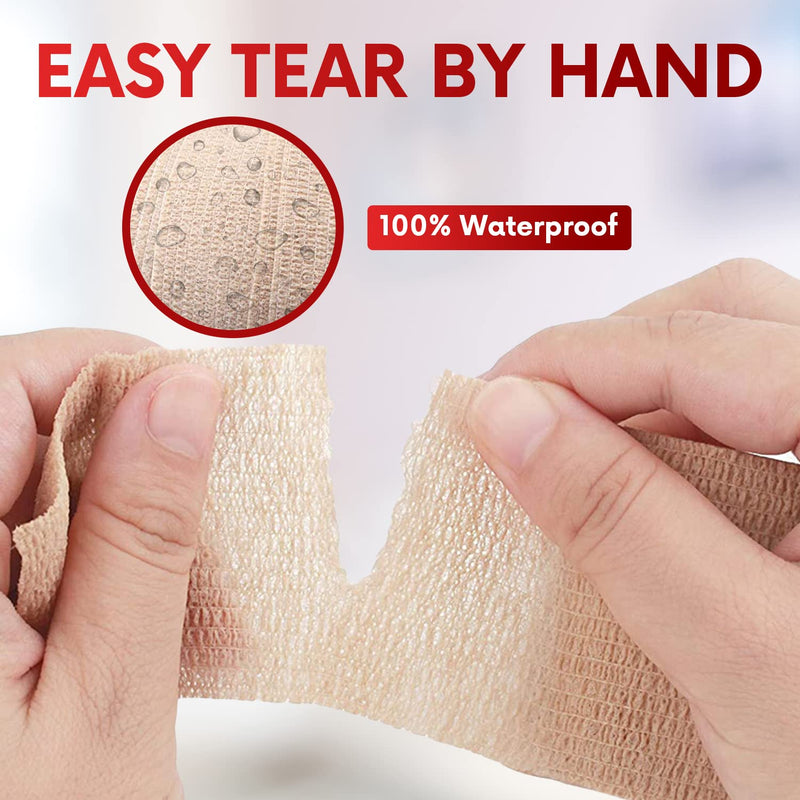 HEALQU Self Adhesive Bandage Wrap – 4" x 5 Yard, 12 Rolls Cohesive Tape for Athletic & Sports - Self Adherent Medical Tape, Flexible, Waterproof Elastic Bandages for Wrist & Ankle Vet Wrap for Dogs 4 Inch Box of 12 - BeesActive Australia