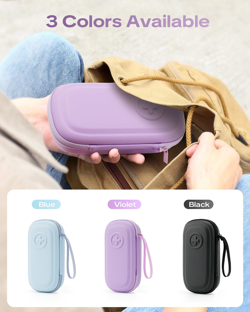 Asthma Inhaler Portable Case for Adults, Kids & Seniors - Temp-Humidity Resistant, Multi-Zone Lining for Inhaler/Spacer/Emergency Meds, Waterproof PU & Travel-Ready, Violet (Only Case) - BeesActive Australia
