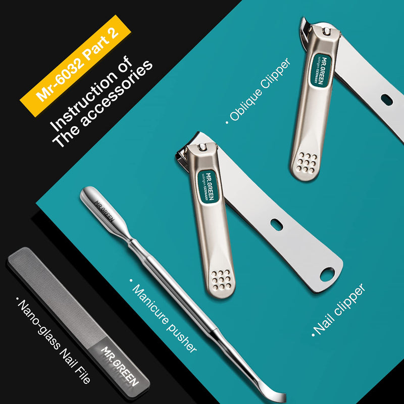 MR.GREEN 7in1 Manicure Sets Personal Care Tools Stainless Steel Professional Nail Clippers Pedicure Set Travel Case Kits (Mr-6032) Mr-6032 - BeesActive Australia