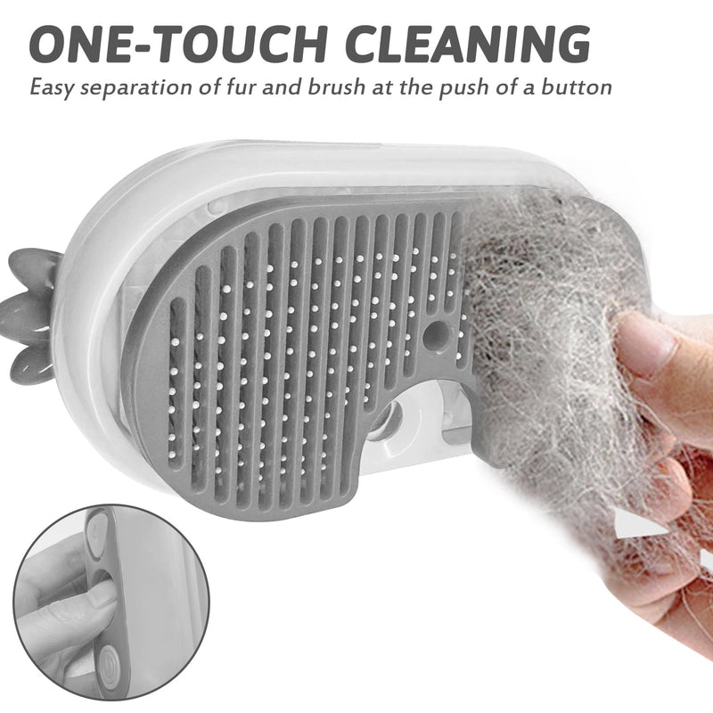 Cat brush with steam, 4-in-1 steam brush cat, steamer brush cat for long hair and short hair, cat brush with water tank Clean pet hair from the brush with one button (white) white - BeesActive Australia
