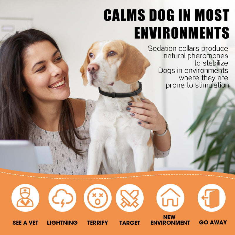 Dog Calming Collar Helps Reduce Unwanted Behavior, 6 Packs Calming Collar for Dogs, Stress Relief Lasts 120 Days 25 Inches Size Flexible Adjustable Collar for Puppy & Adult Dogs, Black