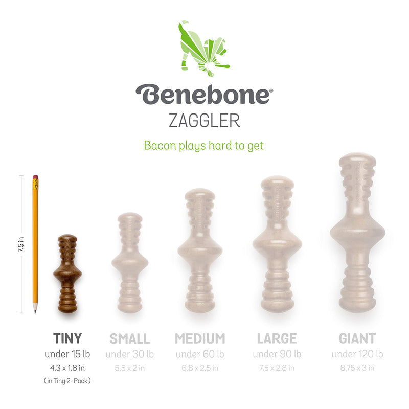 Benebone Puppy 2-Pack Maplestick/Zaggler Durable Dog Chew Toys for Gentle Chewers, Real Bacon, Real Maplewood, Made in USA, Tiny - BeesActive Australia