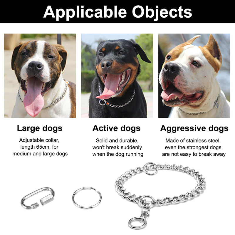 Chain collar dog, 65 cm dog collar chain, adjustable dog chain with secure buckle, dog chain for dog training, stainless steel dog necklace, dog collar made of metal, for dog walking - BeesActive Australia