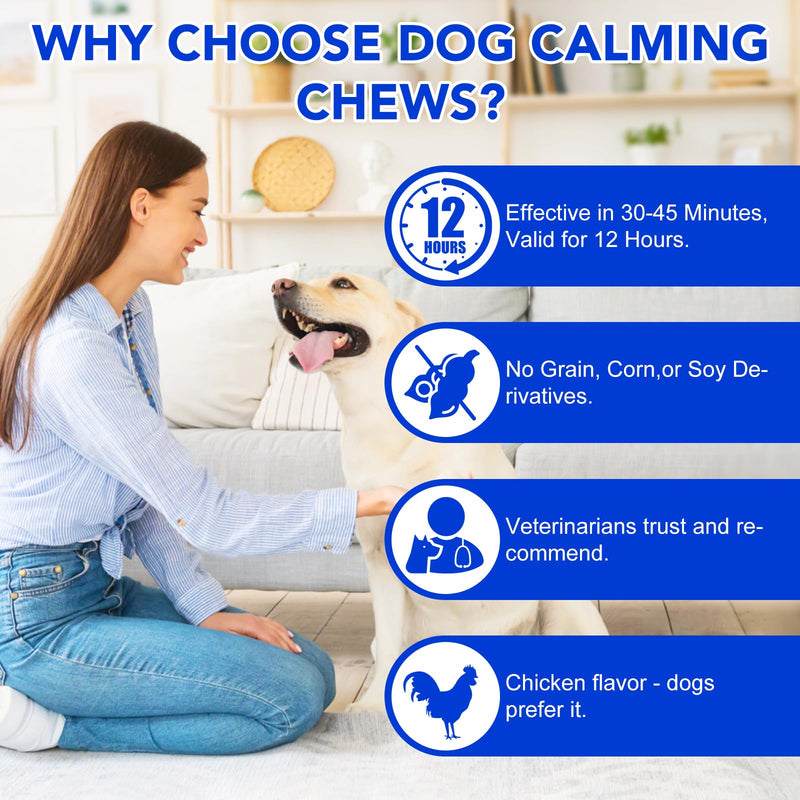 Calming Dog Treats 150 Count - Calm down for Dogs - Reduce Stress Relief, Separation, Barking, Fireworks, Thunderstorms - 100% Natural Ingredients dogs calming Treats (Chicken)