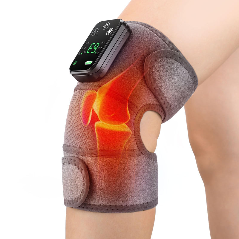 NORTHERN BROTHERS Knee Heating Pad for Pain Relief, Knee Massager with Heat and Vibration to Keep Knee Warmers, Heated Knee Brace for Relaxing Grey 1