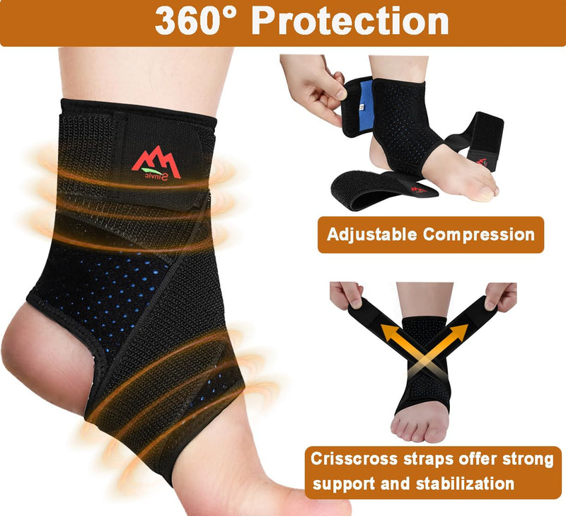 2 Packs Adjustable Ankle Brace for Sprained Ankle- Stabilizes Joints, Prevents Sprains, Breathable Neoprene Ankle Support Brace with Strong Stability Great for Basketball, Running & Daily Wear Large Classic Black - BeesActive Australia