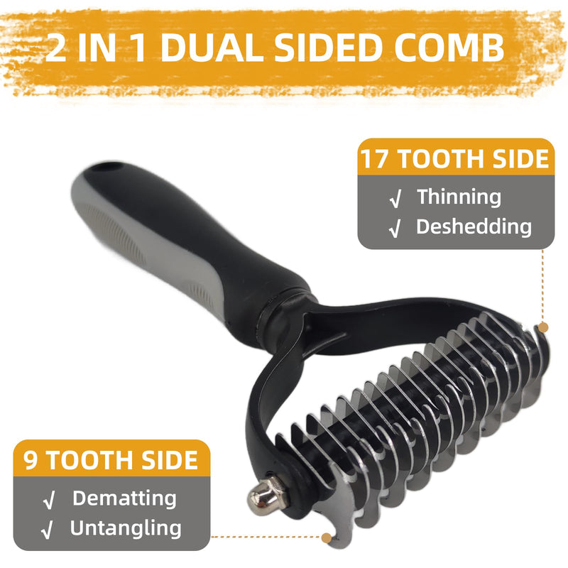 Dog Brush for Shedding,9 PCS in One Pet Slicker Hair Brush Kit with Pet Nail Clipper and File - Dog Cat Grooming Deshedding Undercoat Rake Brush Comb for All Small Large Dogs Cats Grey 9-Grey - BeesActive Australia