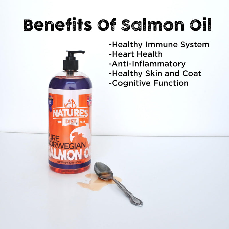 Nature's Diet Pet 32 oz Norwegian Salmon Oil Dogs & Cats - Natural Support for Joint Function Immune Heart Health Appetite Skin & Coat Omega 3 6 9 Liquid Food Topper EPA DHA Fatty Acids - PawsPlanet Australia