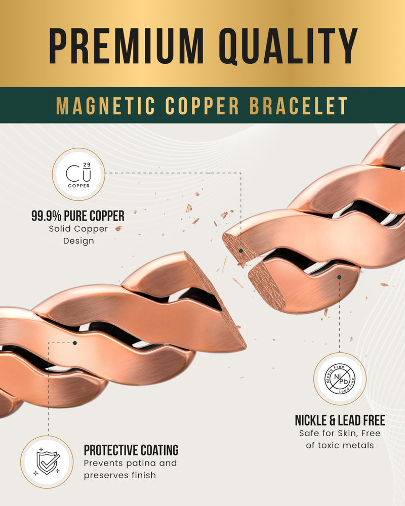 MagnetRX Copper Magnetic Bracelets ‚Äì Effective Pure Copper Bracelet for Men and Women ‚Äì Adjustable Cuff Bangles (Twisted Copper) Twisted Copper - BeesActive Australia