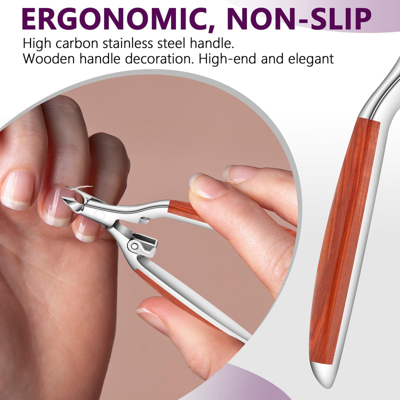 Cuticle Trimmer Extra Sharp, Upgraded 0.98 Inch Jaw Professional Cuticle Nippers Stainless Steel Cuticle Cutter Remover Nail Art Dead Skin Clipper Pedicure Manicure Nail Tool