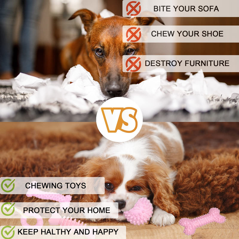 Puppy Toys, 6 Pack Dog Chew Toys for Puppy, Cute Pink Small Dog Toys, Teething Toys for Puppies, Soft Durable Interactive Chew Toy for Small Dogs - BeesActive Australia