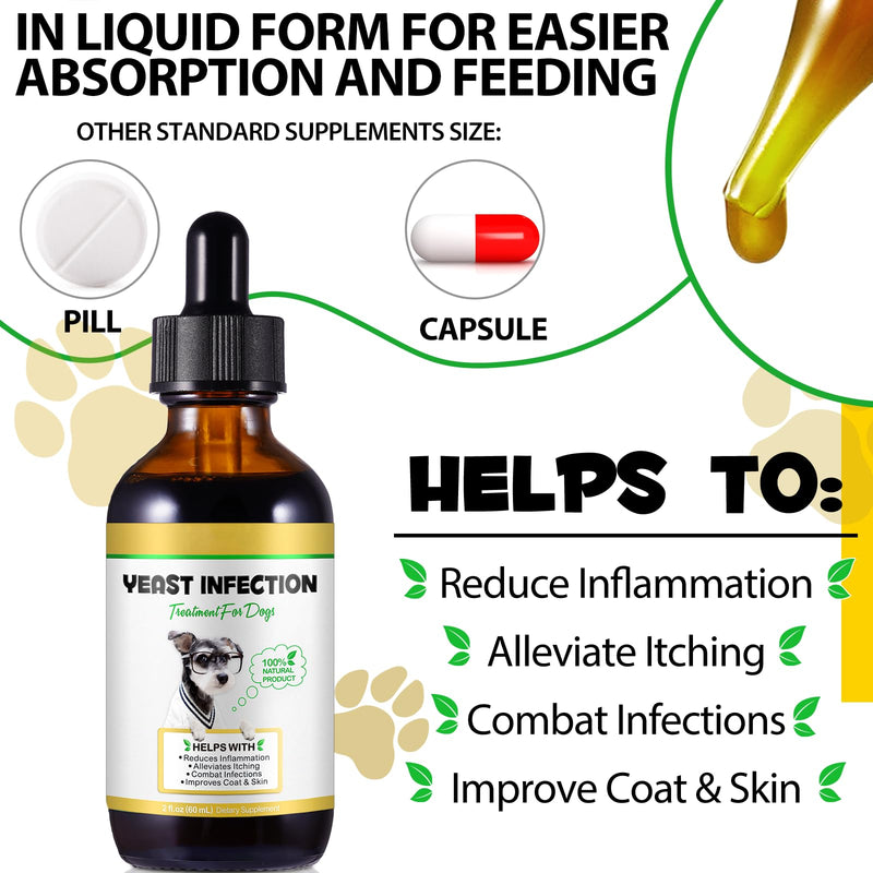 Yeast Infection Treatment for Dogs, Dog Yeast Infection Treatment for Itchy Dog Skin Relief, Allergy Relief, dog Ear Infections Drop for Immune Support, Safe & Natural - Bacon Flavor, 60ml