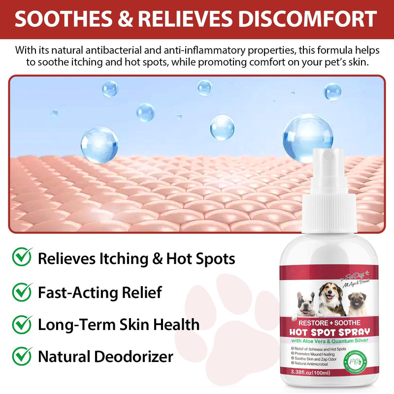 VOSIFSDIY Hot Spot Spray for Dogs, Itch Relief for Dogs, Relieve Irritated Skin, Long Lasting Moisturizing, Emotional Soothing,Pure Plant-Based Ingredients-100ml