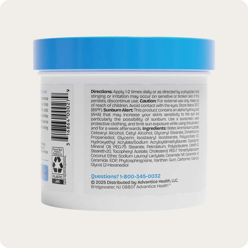 AmLactin Intensive Healing - Therapeutic Body Cream for Extremely Dry Skin - No-Scrub Exfoliator and Body Moisturizer Cream with 15% Lactic Acid AHA and Ceramides, 12 oz (Packaging May Vary) Fragrance free 12 Ounce (Pack of 1)