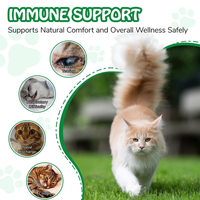 Natural Immune Support Drops for Cats – 60 ml Herbal Formula with Apple Cider Vinegar, Echinacea & Honeysuckle, Support Natural Defence, Skin Health & Digestive Balance, Daily Cat Wellness Supplement