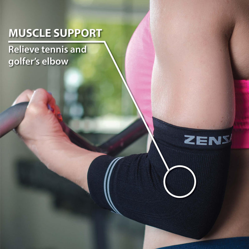 Zensah Compression Tennis Elbow Sleeve for Elbow Tendonitis, Tennis Elbow, Golfer's Elbow - Elbow Support, Elbow Brace Small 1 Sleeve - Neon Pink - BeesActive Australia