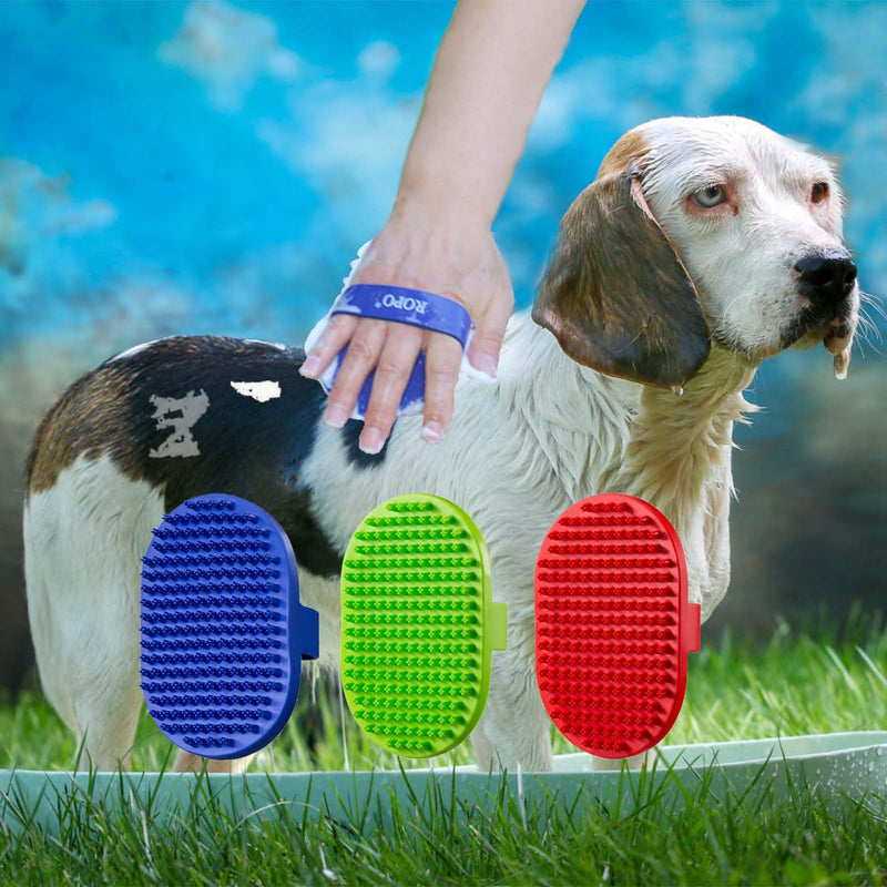 Dog bath brush, ROPO rubber massage pet shampoo brush, used for pet grooming, removing shedding fur, combing tangles and dead fur, suitable for pet dogs and cats (green) green - BeesActive Australia
